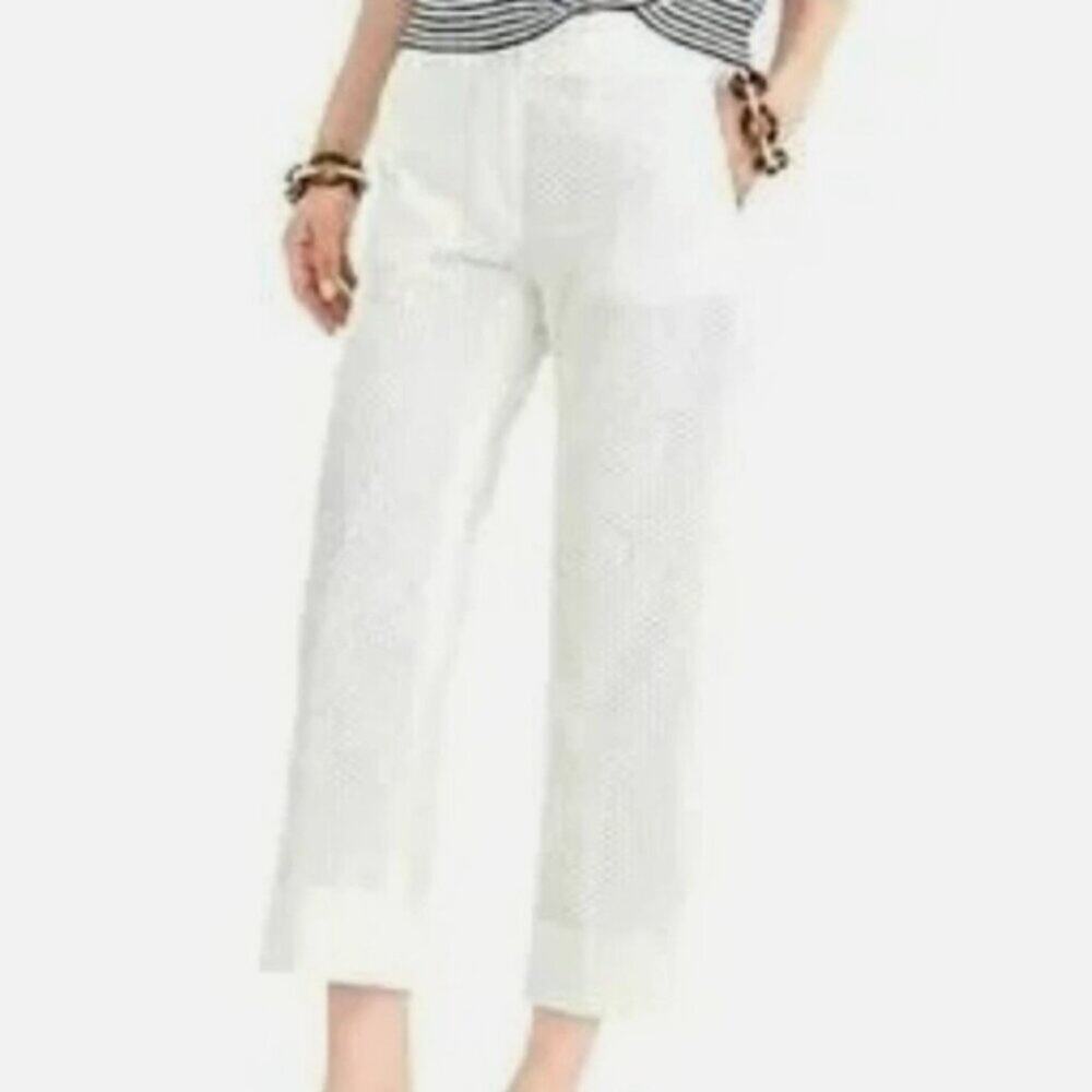 J. Crew White Eyelet Pants Patio Crop Pant